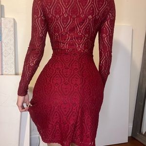 Red Lace Long Sleeve Dress. Size xS.